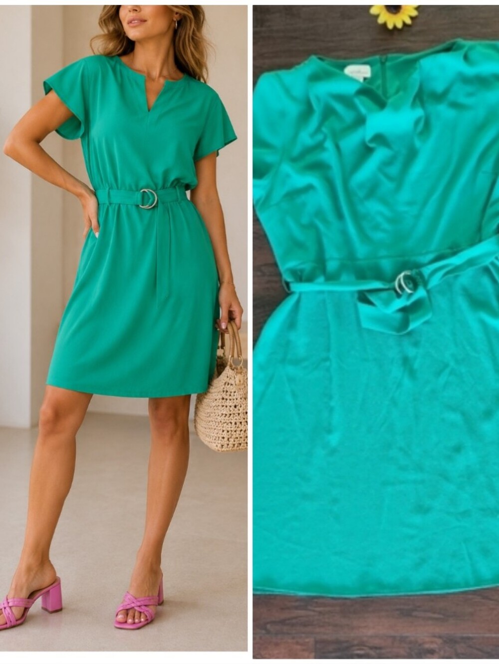 Jessica Simpsons Green BELTED DRESS 👗